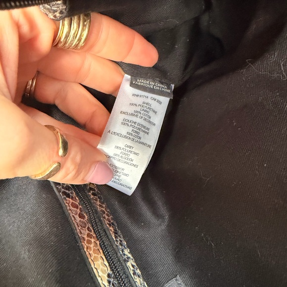 Armani Exchange Snake Print Satchel in Brown and Tan - Picture 10 of 11